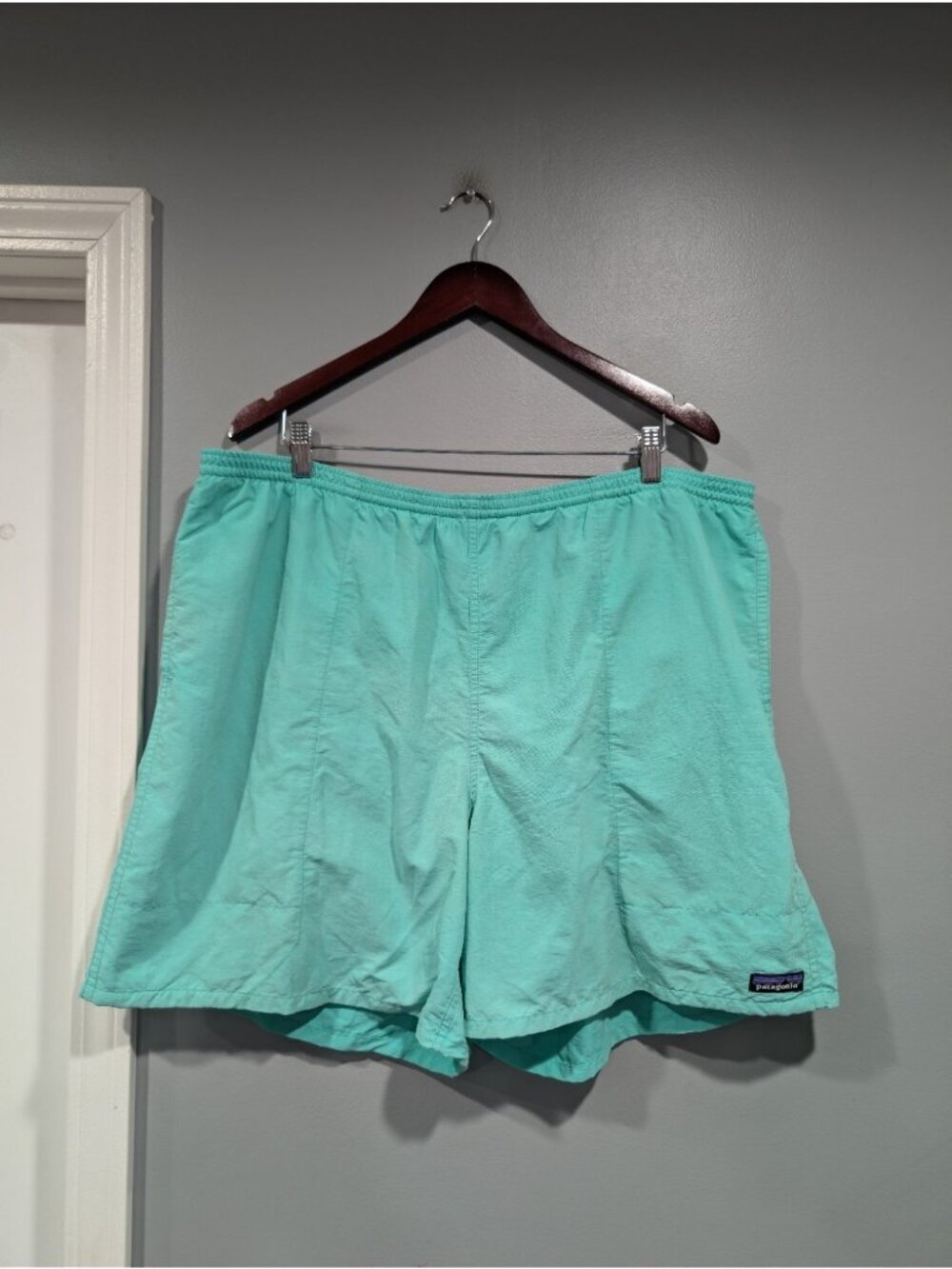 Patagonia Shorts Mens Green Nylon Lined Baggies Swim Drawstring 6 Inch Sz XXL